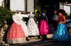 A man in a traditional Korean Hanbok dress stands in front of mannequins at Jeonju Hanok Village in Jeonju, South Korea, on Friday, Sept. 13, 2019. Relations between Tokyo and Seoul have plumbed new depths over the past few months, as lingering resentment over Japan’s 1910-1945 colonization of the Korean Peninsula resurfaced. Disputes have damaged trade and tourism, as well as military ties between the two U.S. allies.