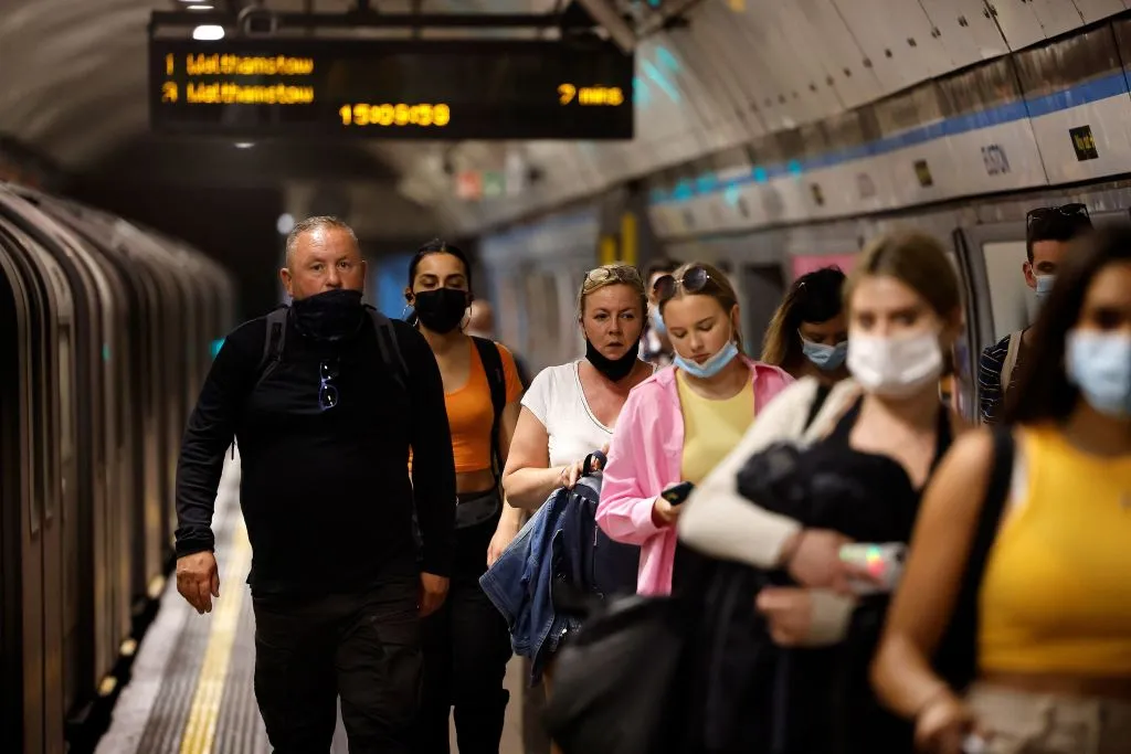 Commuters at Euston station in central London.