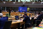 Leaders take part in a roundtable meeting at the EU summit in Brussels on Dec. 10.