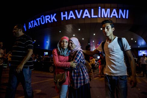 Passengers leave Istanbul Ataturk, Turkey's largest airport.