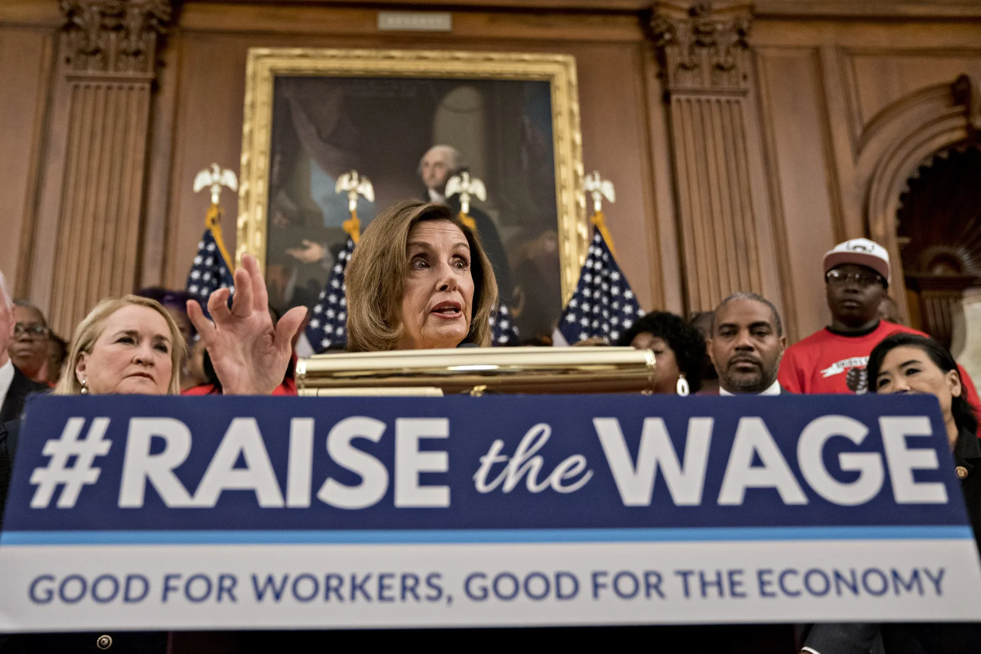 U.S. House Speaker Nancy Pelosi speaks during a news conference on the Raise the Wage Act (H.R. 582) in Washington on July 18, 2019.&nbsp;