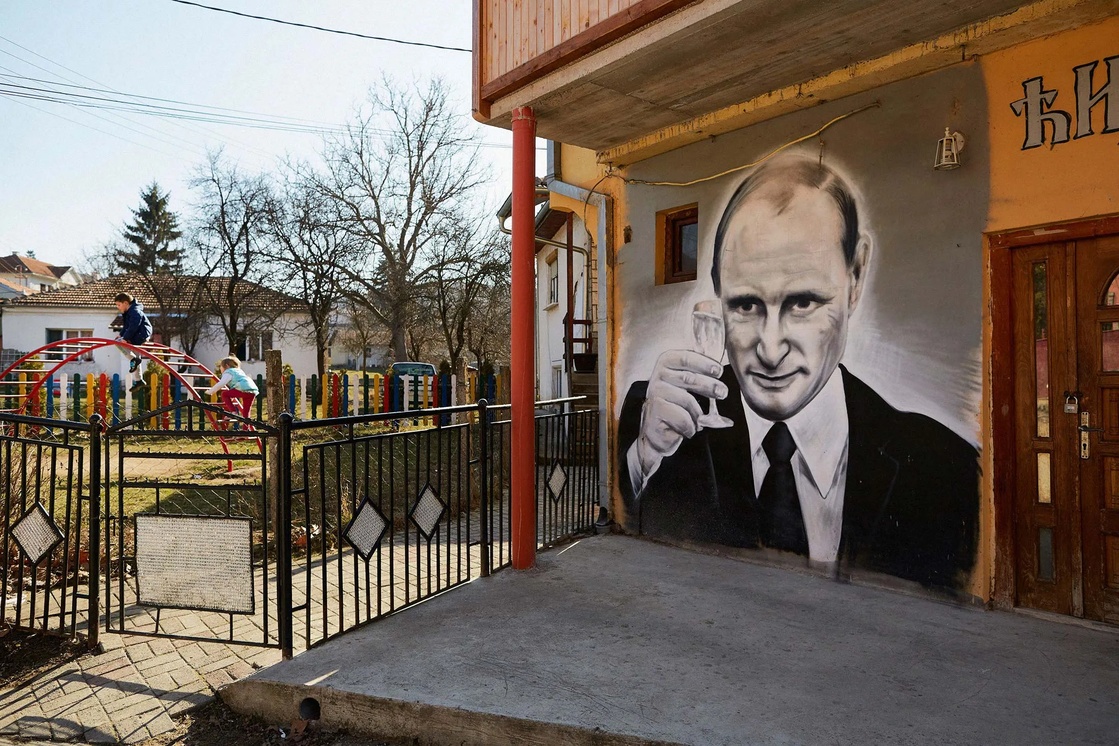 A mural depicting Russian President Putin in Zvecan, Kosovo.