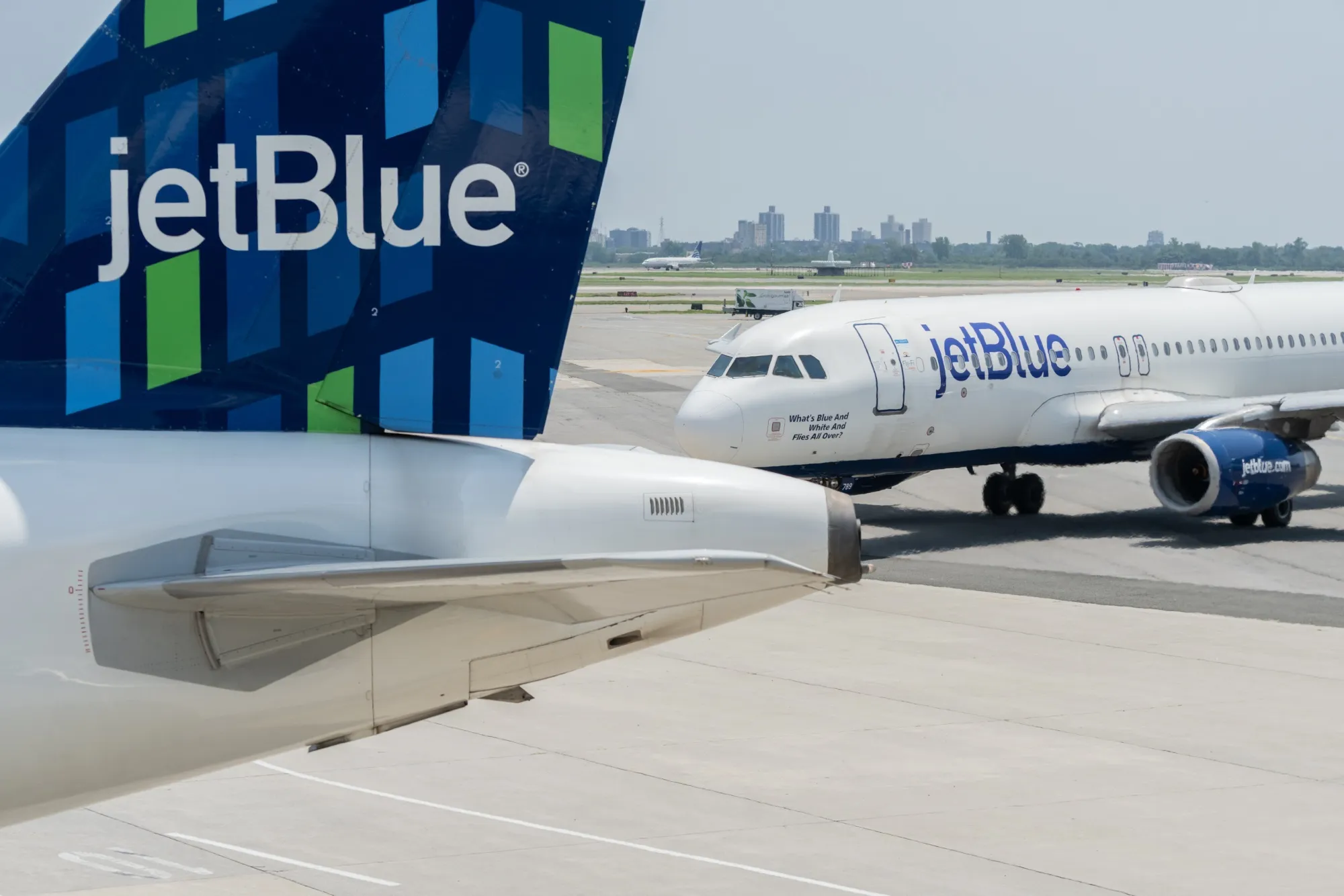 JetBlue airplanes at John F. Kennedy International Airport&nbsp;in New York.