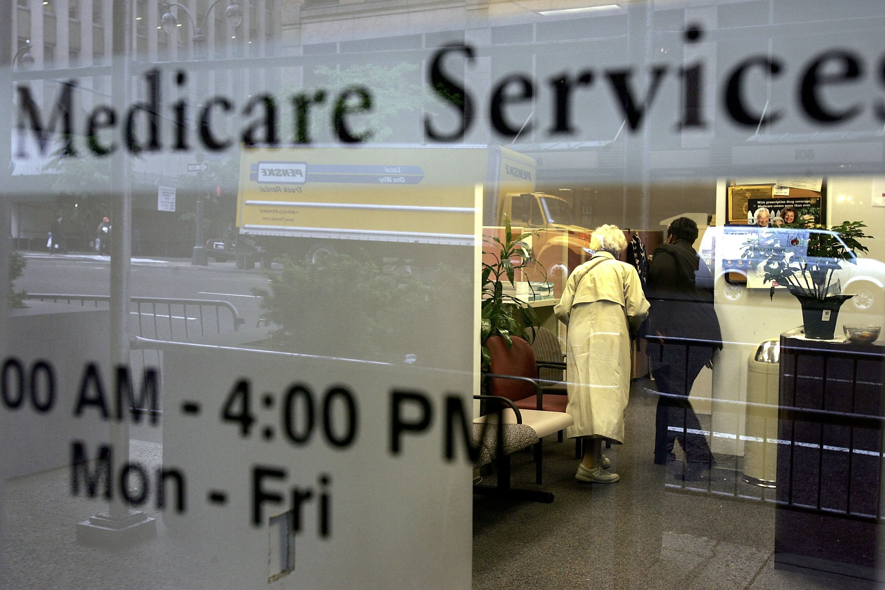 Two people inside a Medicare Services office&nbsp;in New York City.&nbsp;