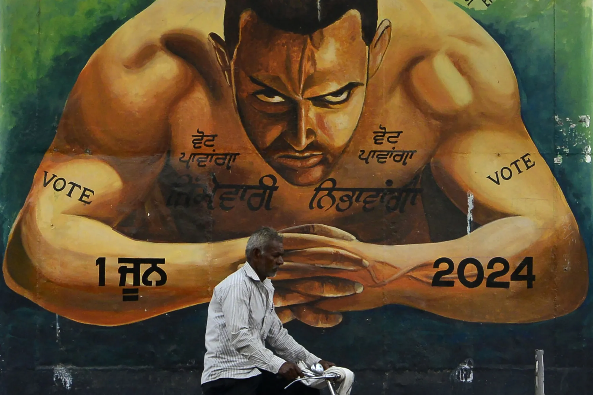 A mural urging people to head for the polls in India’s general election.