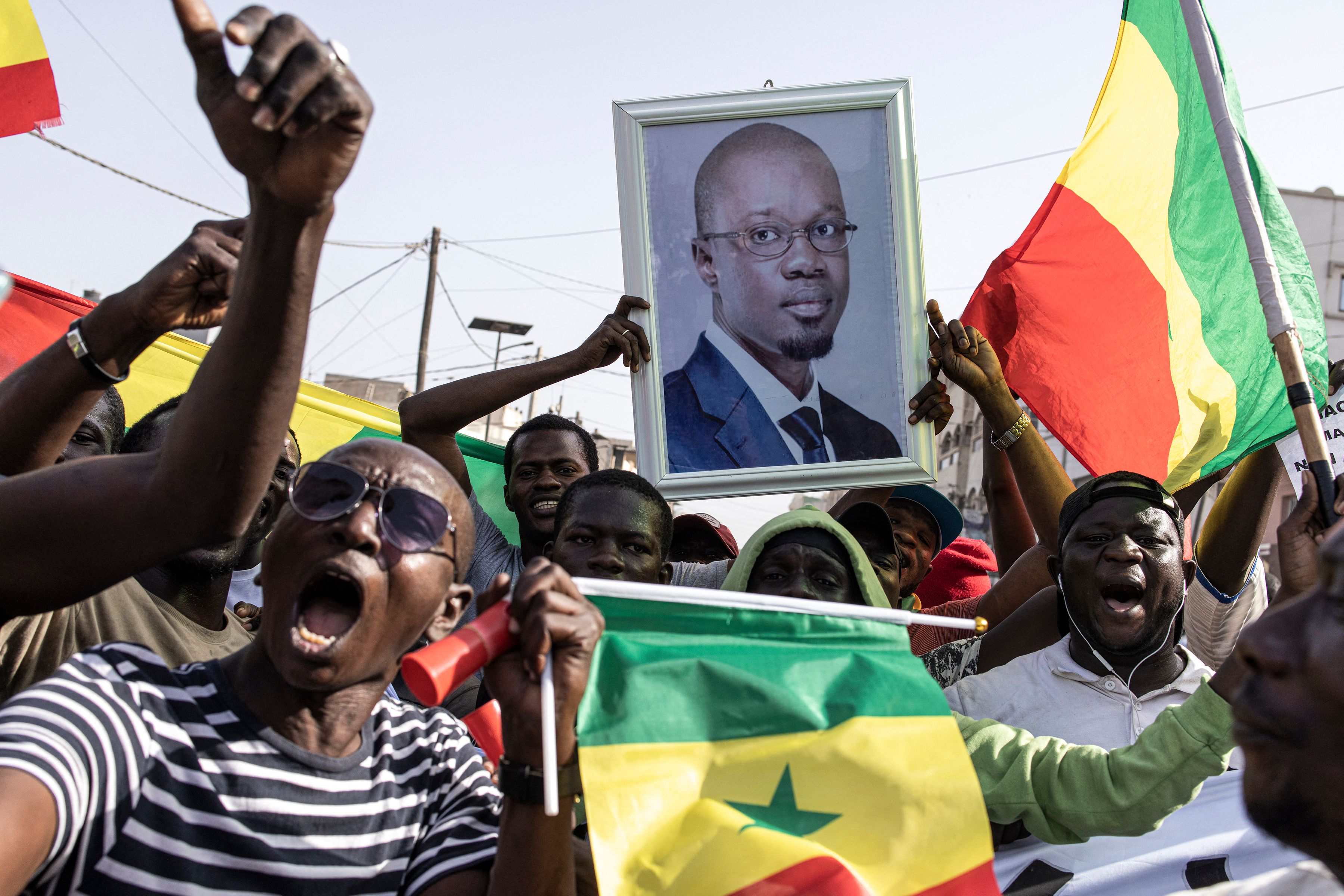 Supporters of Ousmane Sonko&nbsp;in Dakar, Senegal.