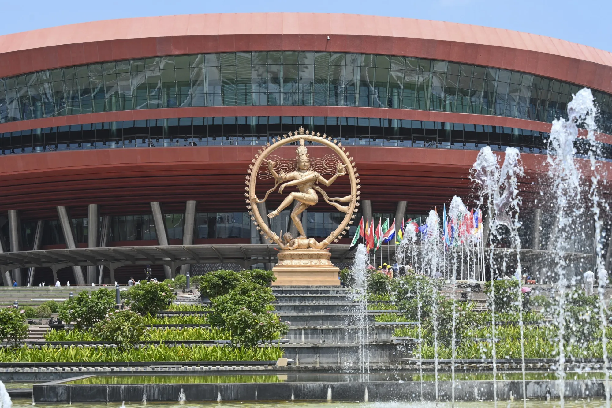 The statue depicting the revered Hindu god Shiva at the Bharat Mandapam venue for the G-20 summit in New Delhi.
