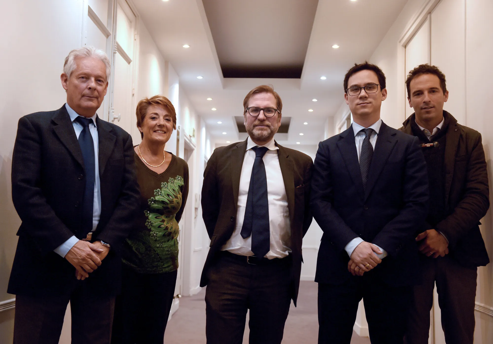 Marilyn Wiles-Mooij, second left, Patrice Spinosi, center, and Fabien Lehagre, second right.