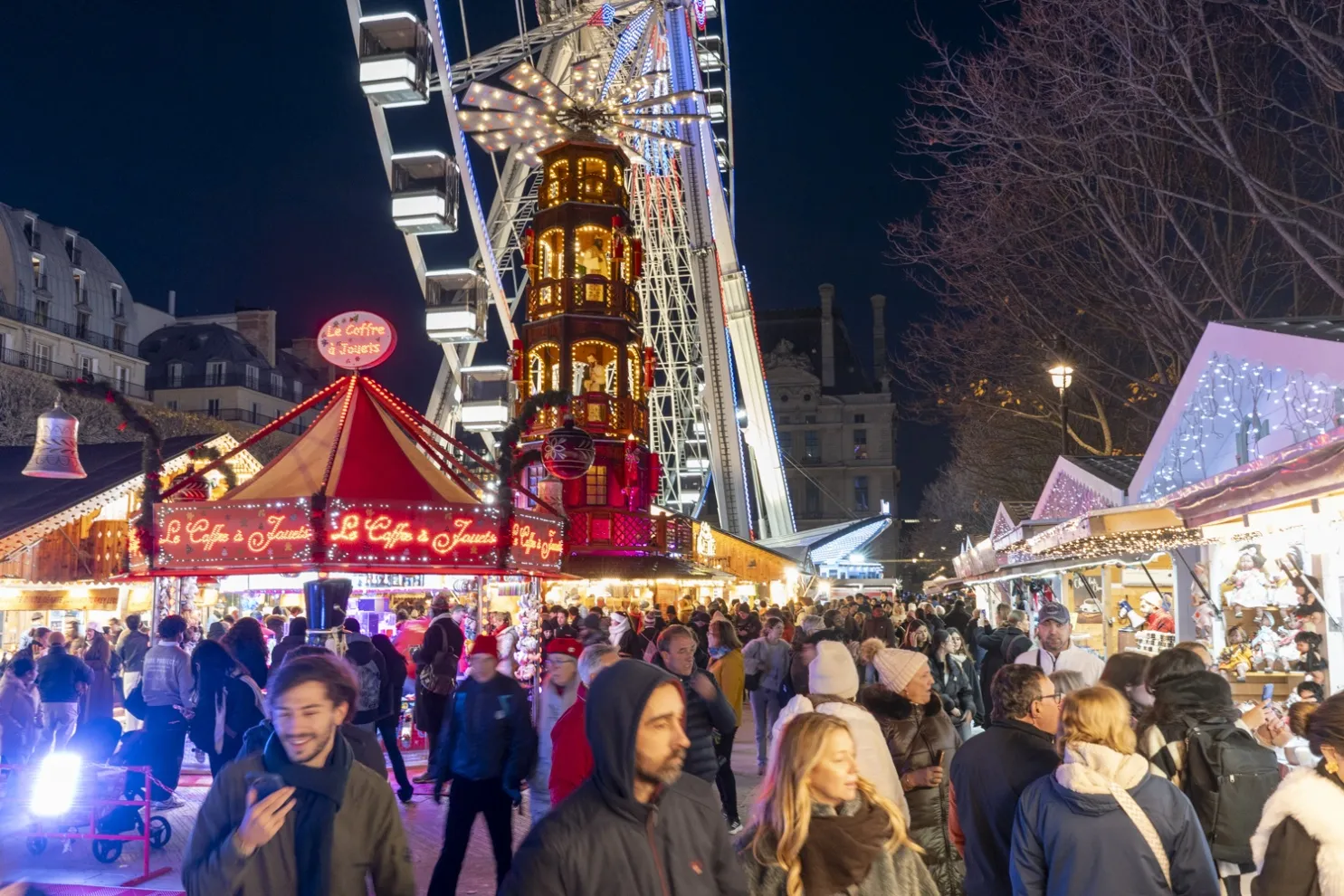 Pedestrian at a Christmas market in the Tuilerie gardens in Paris,&nbsp;Dec. 4.