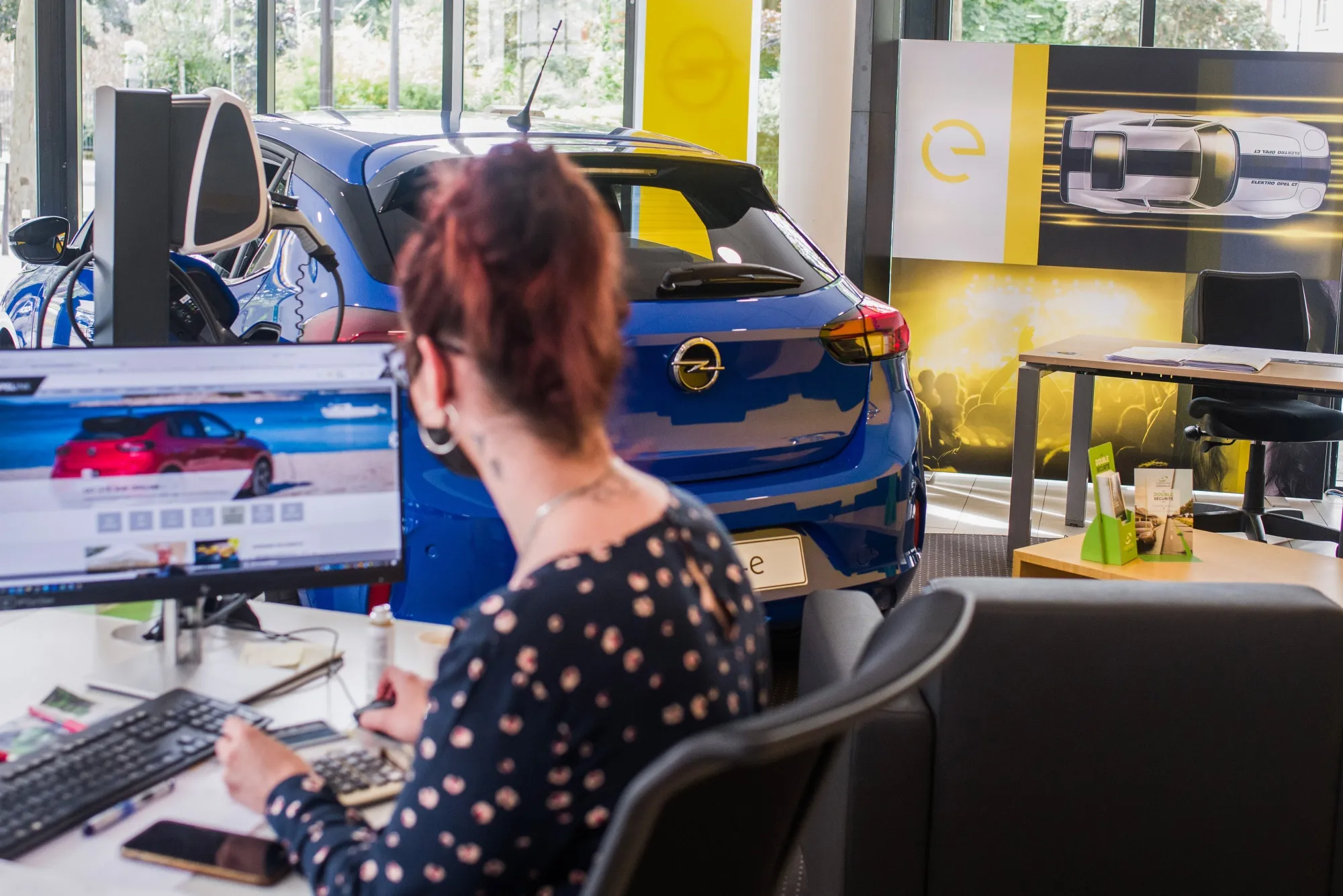 A car showroom in Paris.
