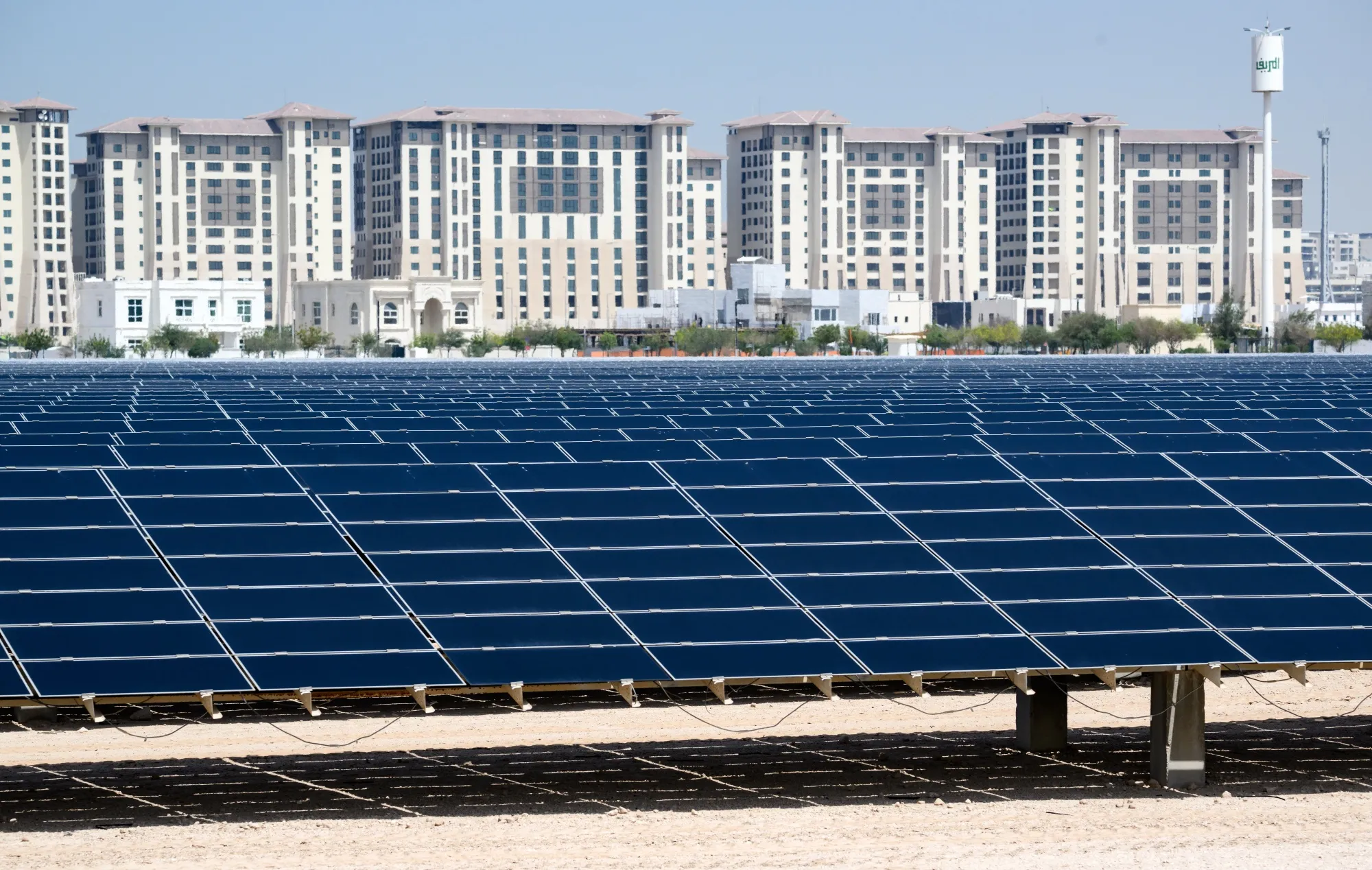 A large-scale solar installation near the Masdar City sustainable urban development project.&nbsp;