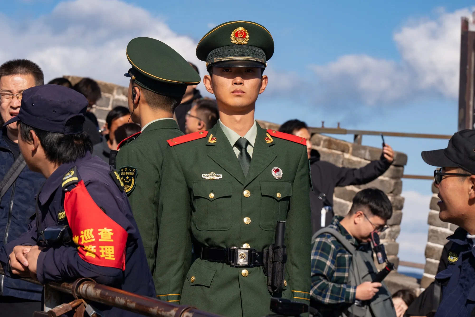 Tourists at the Great Wall of China