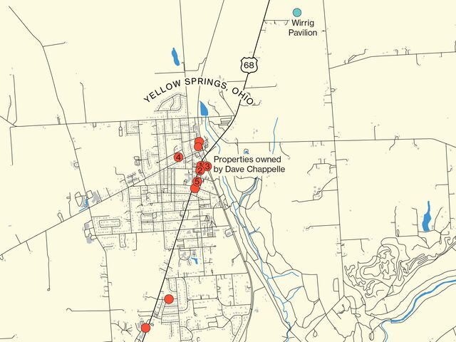 map of Yellow Springs shopping district