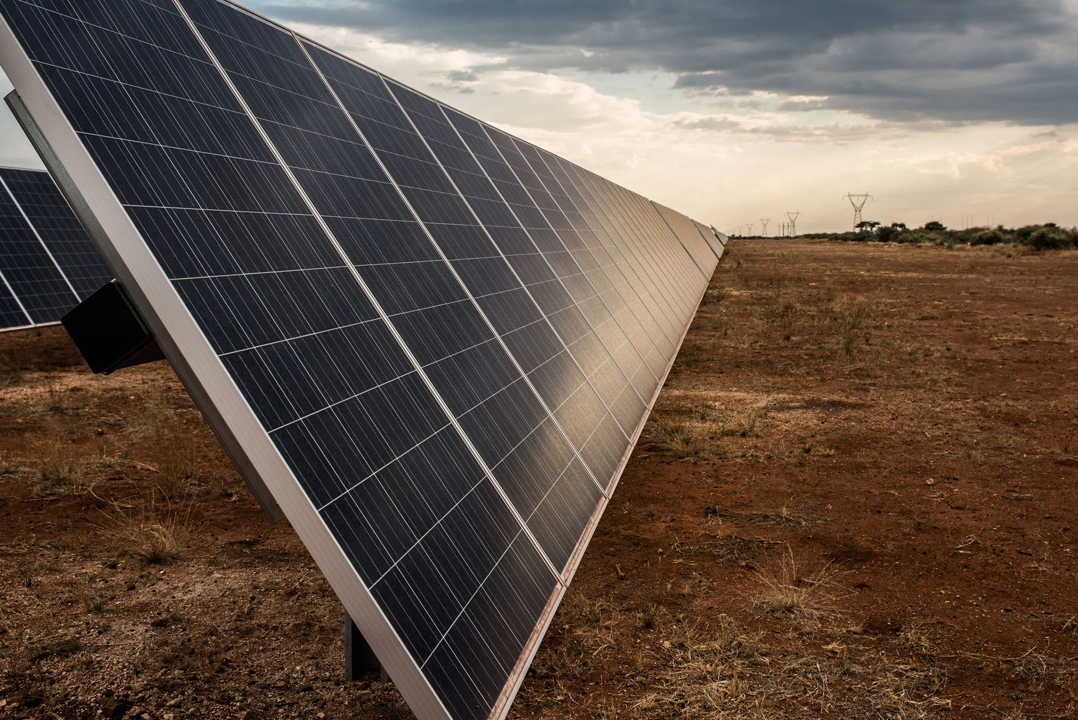 The Sishen solar park in Kathu, Northern Cape, South Africa.

