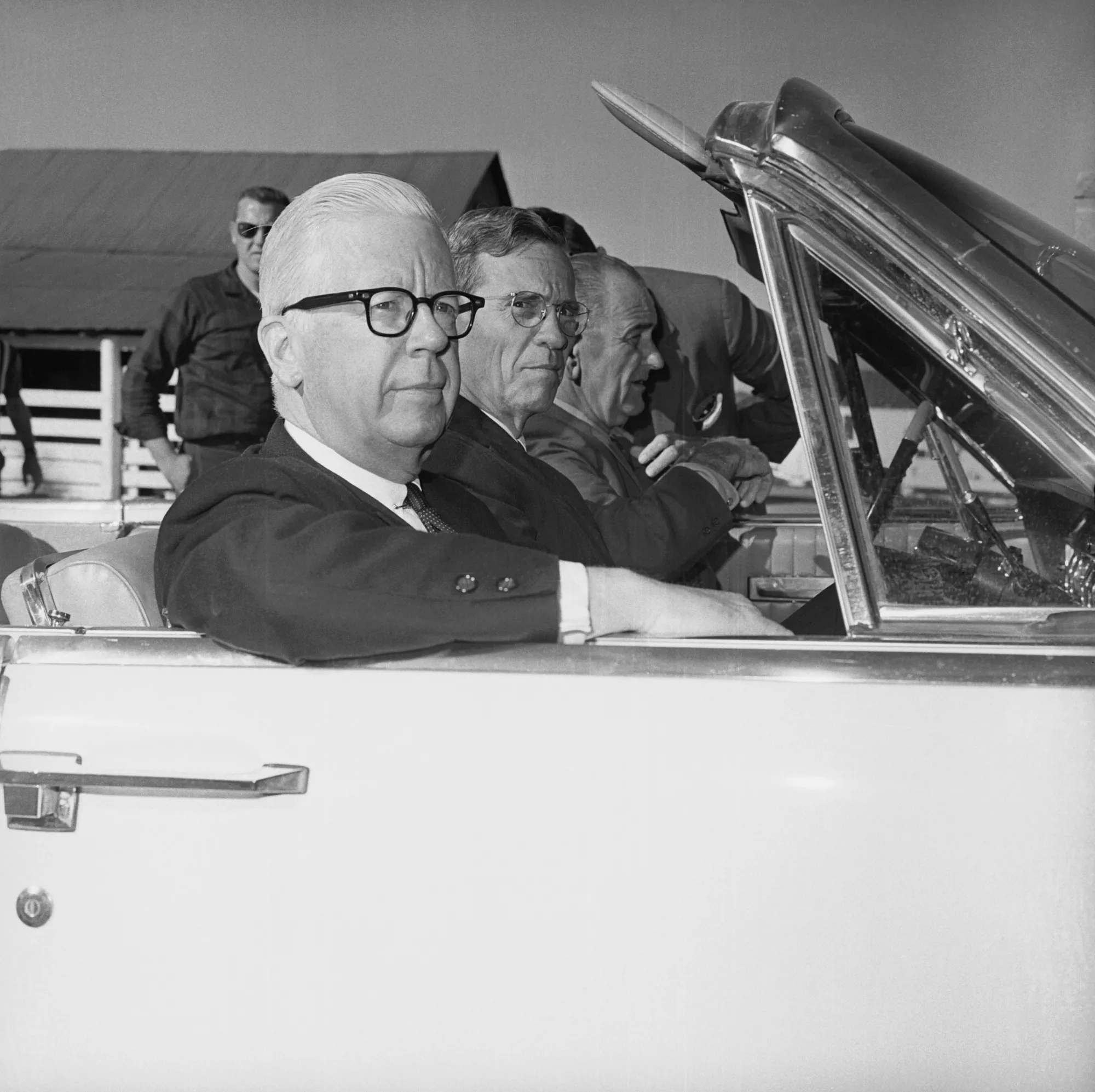 Middle-seated:&nbsp;William McChesney Martin gets squeezed between&nbsp;LBJ&nbsp;and his Treasury secretary, Henry Fowler.