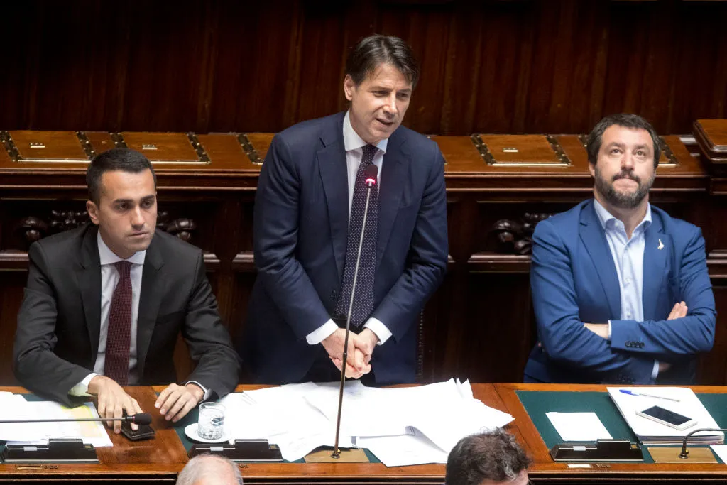 Giuseppe Conte, Luigi Di Maio, left, and Matteo Salvini.