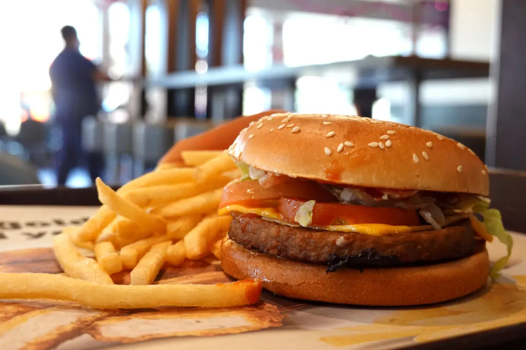 A&nbsp;McDonald's burger with tomato.&nbsp;