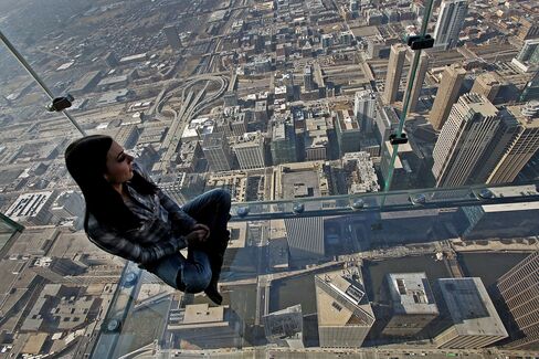 The glass balcony at the skydeck of the Willis Tower in Chicago.