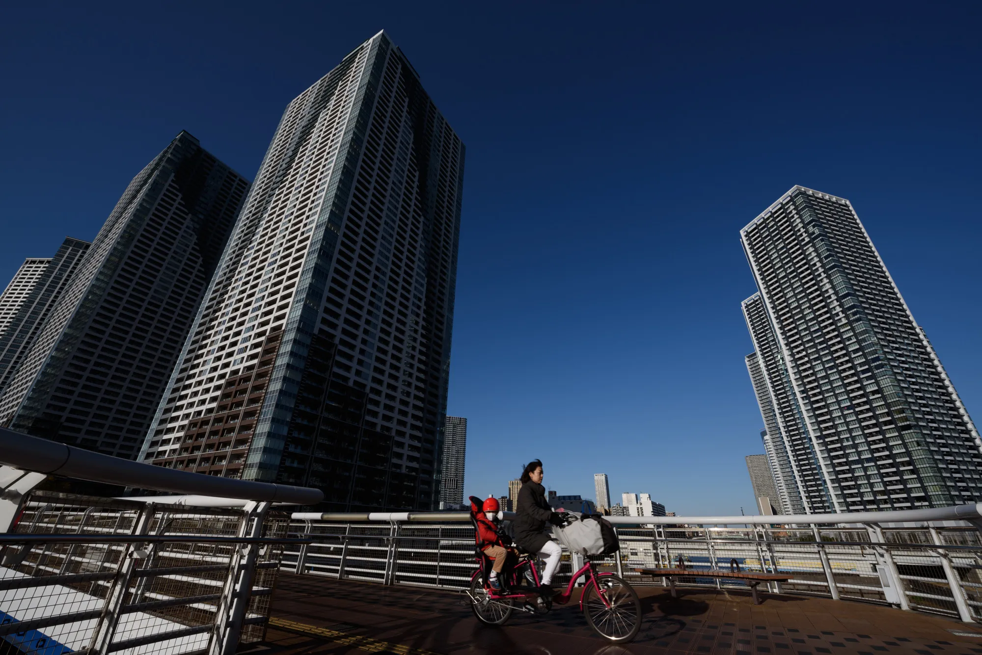 Residential buildings in the Kachidoki area of Tokyo.
