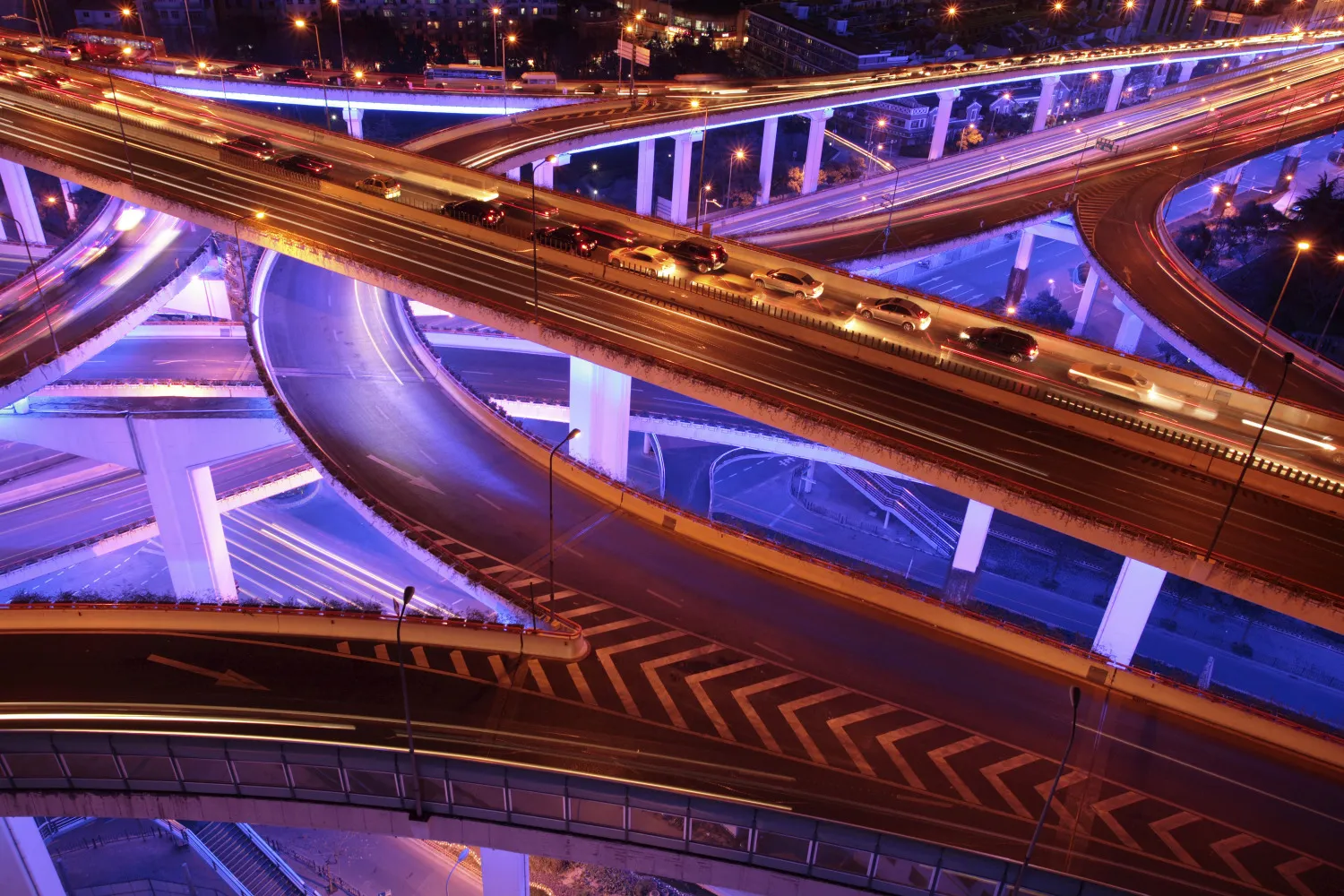 Shanghai's Roadways And Skyline Are Lit Up At Night