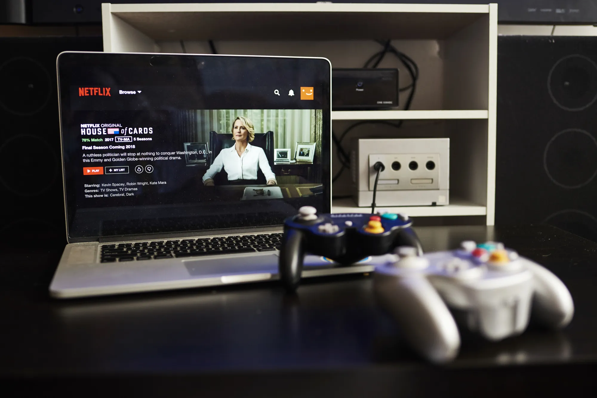 An Apple Inc. laptop computer displays the home screen for the Netflix Inc. original series 'House of Cards'.