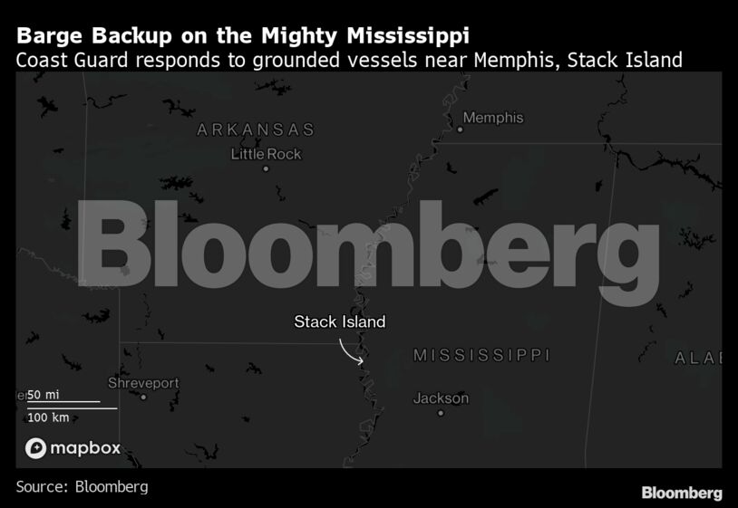 Barge Backup on the Mighty Mississippi | Coast Guard responds to grounded vessels near Memphis, Stack Island