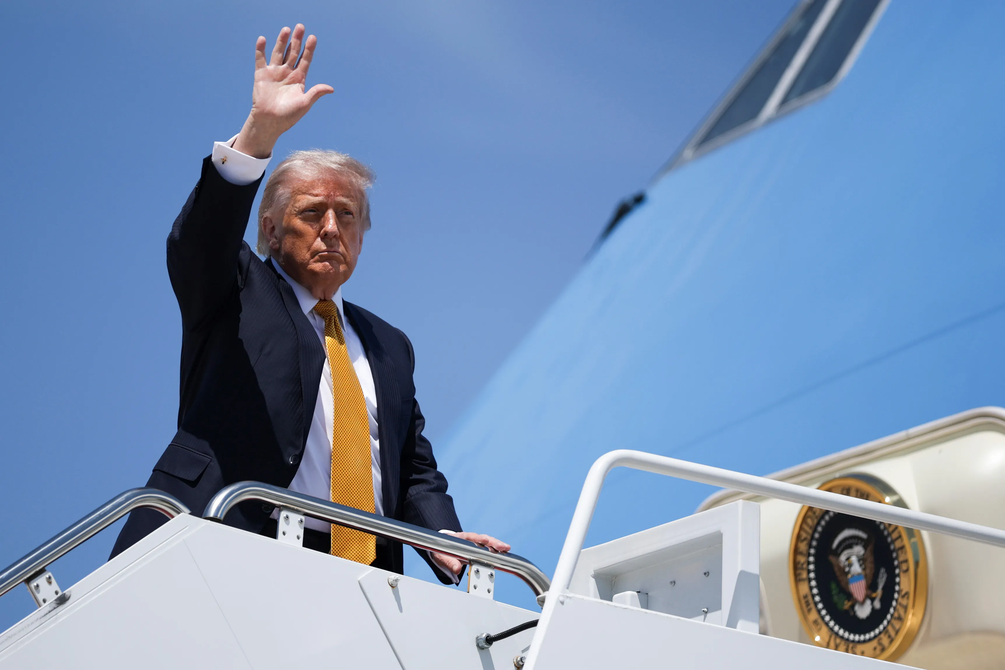 US President Donald Trump boards Air Force One on May 12.