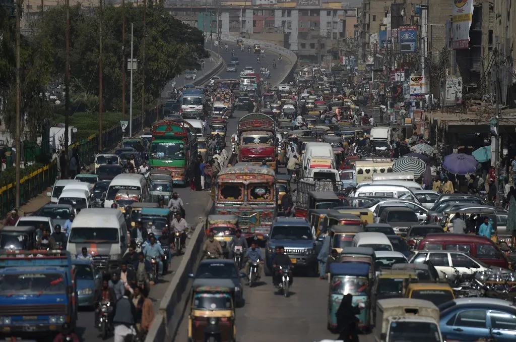 Rush hour in Karachi.