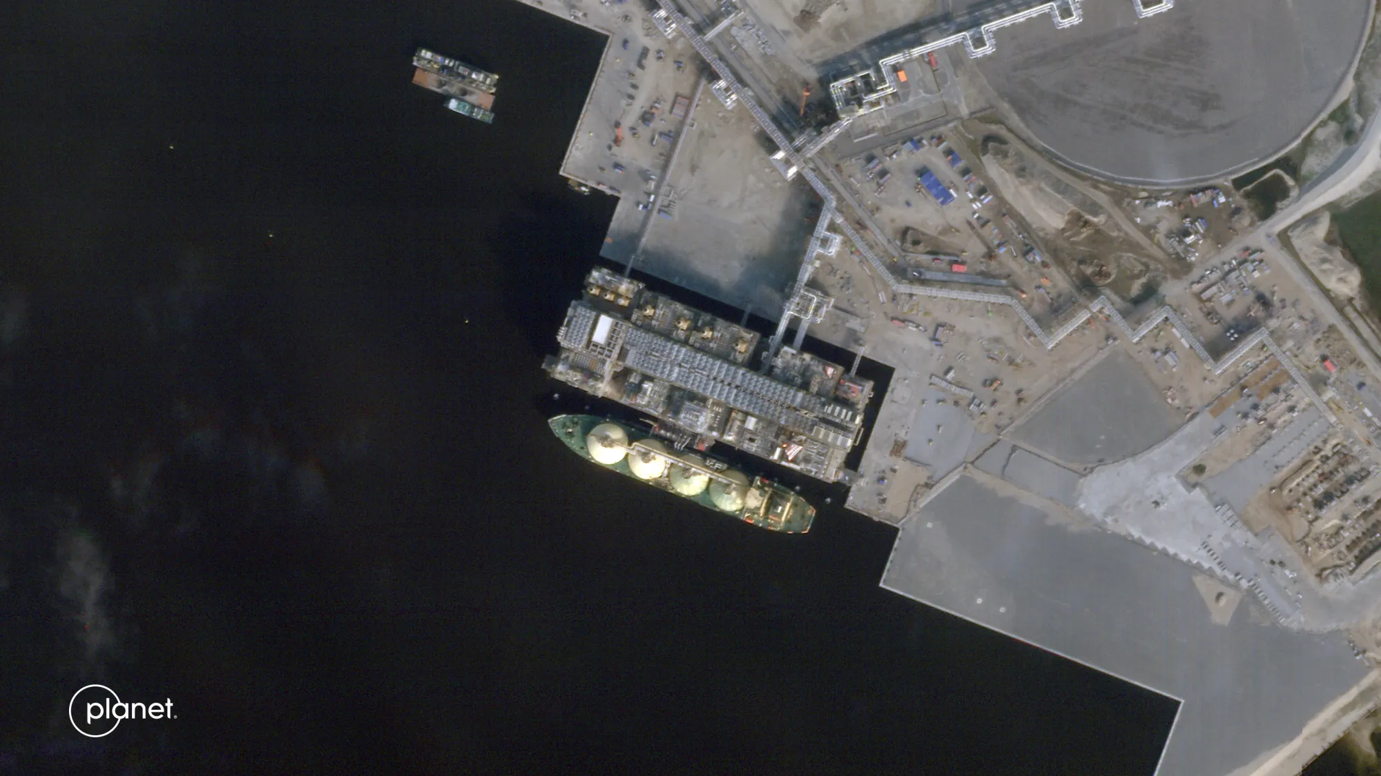 LNG vessel at Arctic LNG 2 facility in Russia.