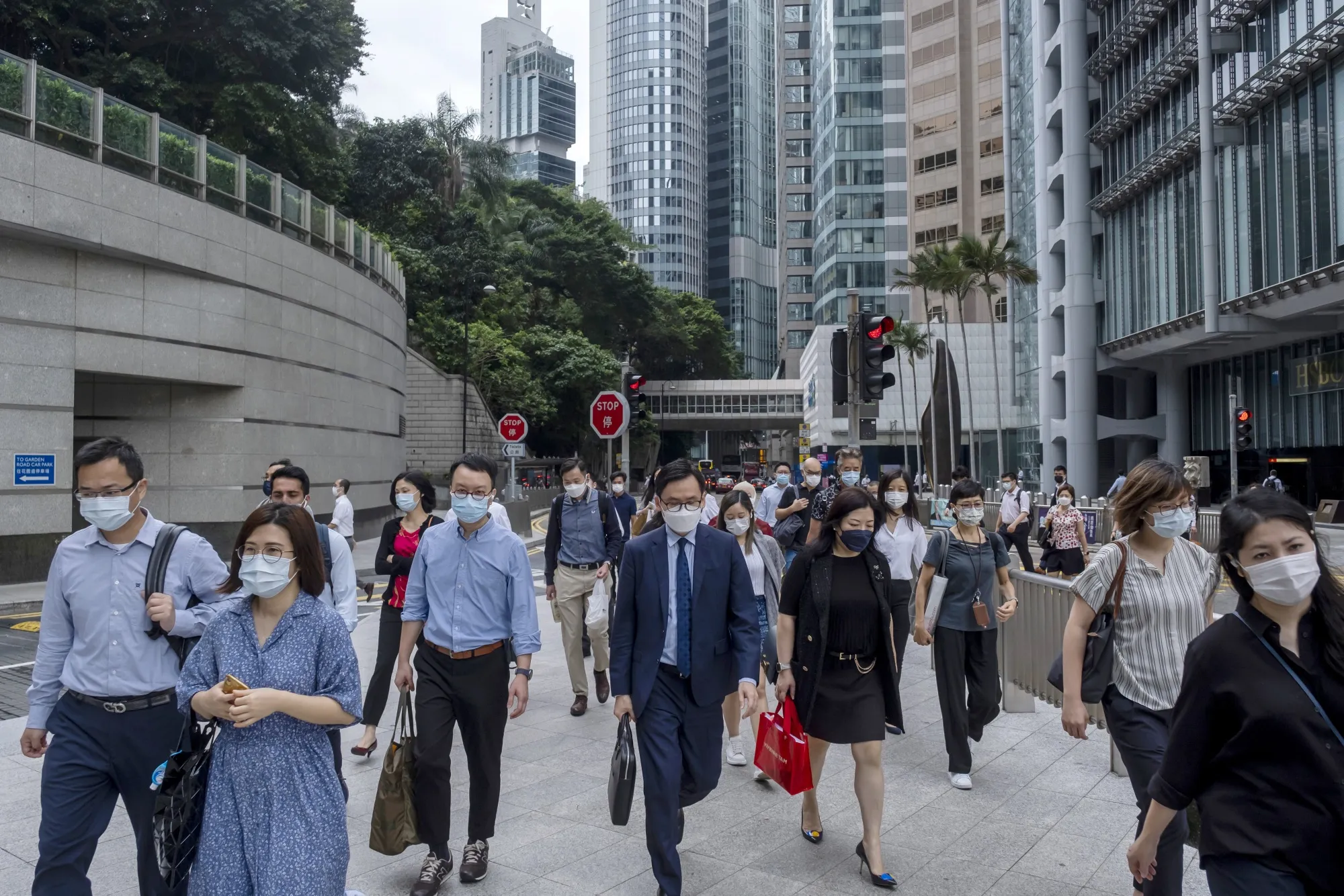 Commuters in the Central district of Hong Kong,