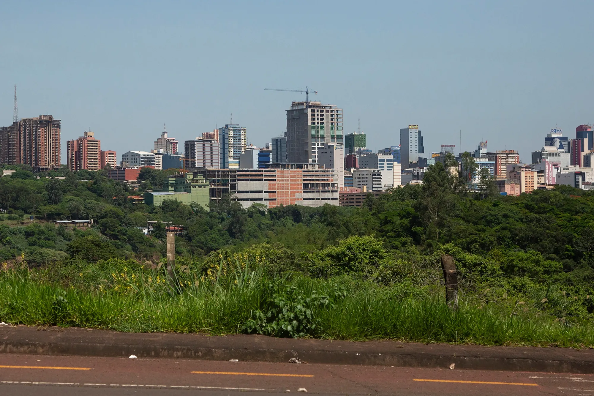 Buildings under construction in downtown Ciudad del Este, Paraguay.