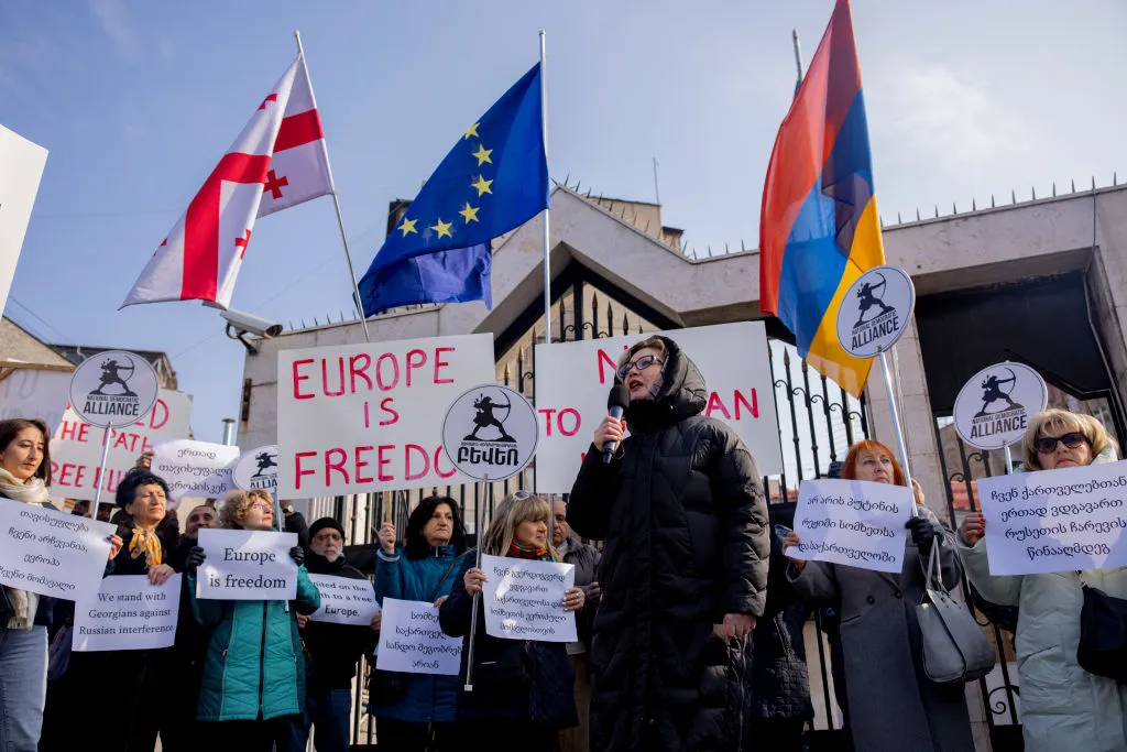 A rally outside the Delegation of the European Union,&nbsp;in&nbsp;Yerevan, Armenia.
