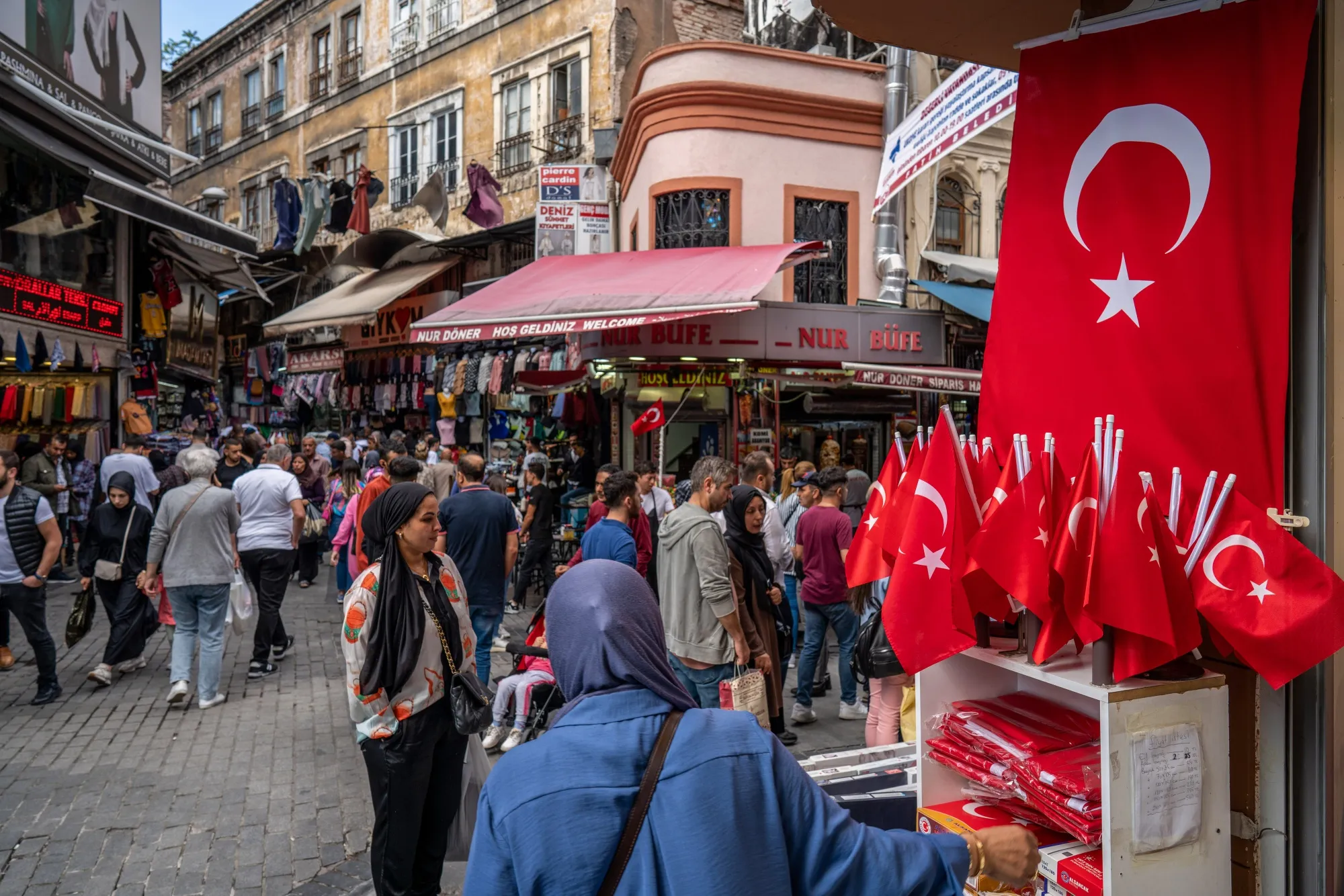 The Mahmutpasha Bazaar in the Fatih district of Istanbul.