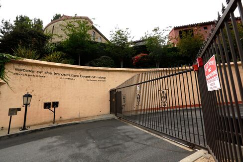 The gate to Sisters of the Immaculate Heart of Mary property in the Los Feliz area of Los Angeles.