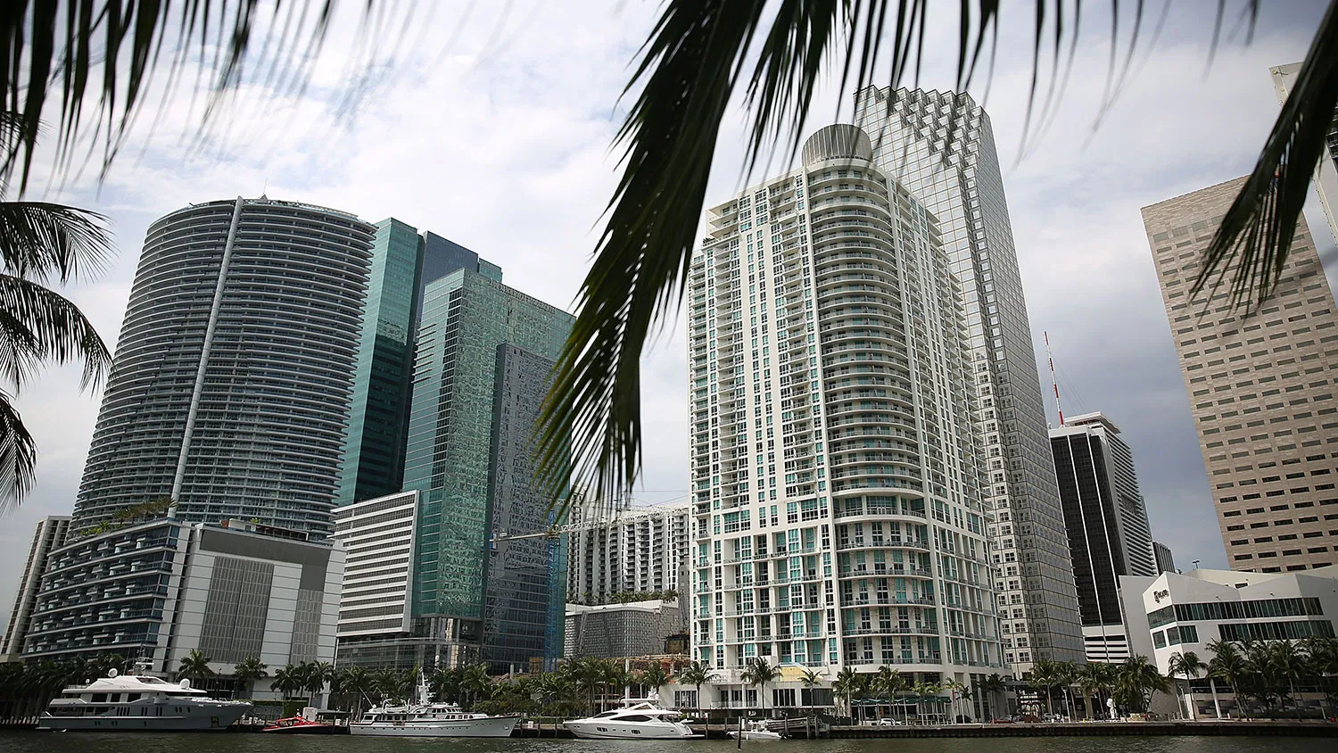 Skyscrapers and residential buildings line the beach April 4, 2016, in Miami.
