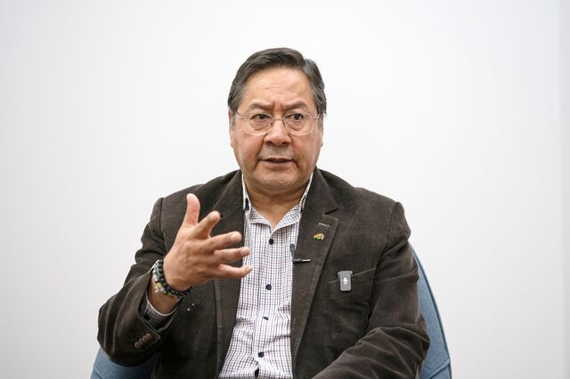 Luis Arce speaks during an interview in La Paz. 