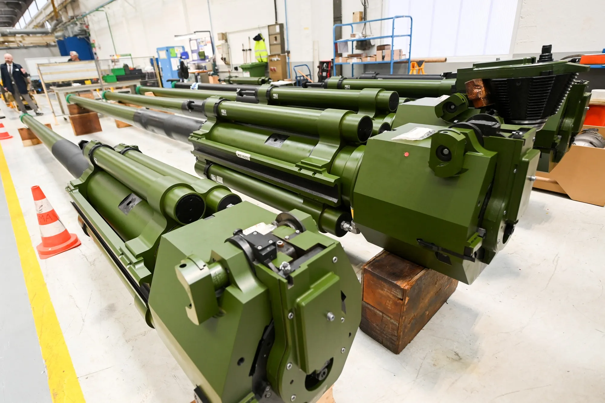 Caesar self-propelled howitzer cannon assembly at a factory in France.