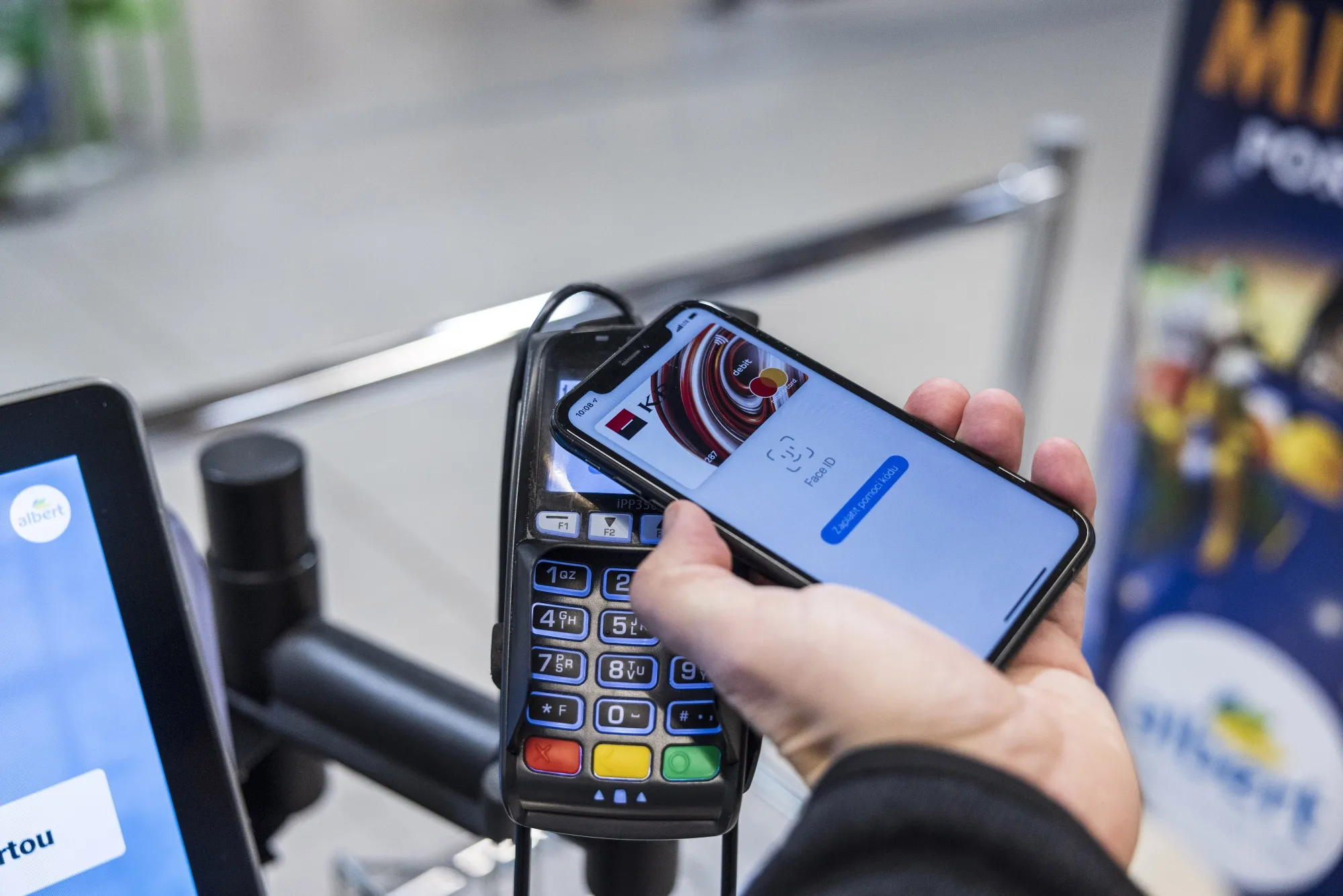 A customer uses Apple Pay at the Nove Butovice shopping mall in Prague, Czech Republic.
