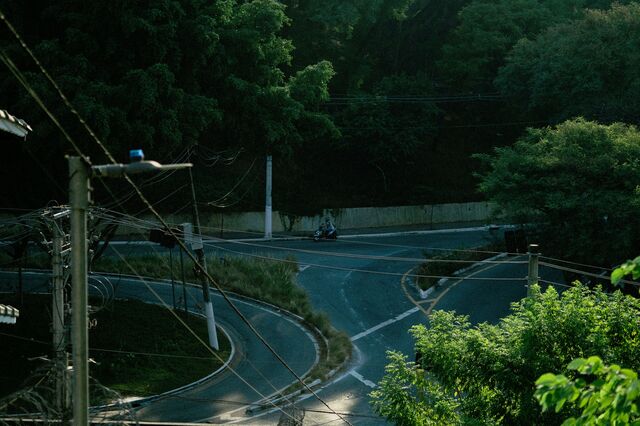 Some of the city’s rain gardens are in median strips, as shown here on Major Natanael Avenue. 