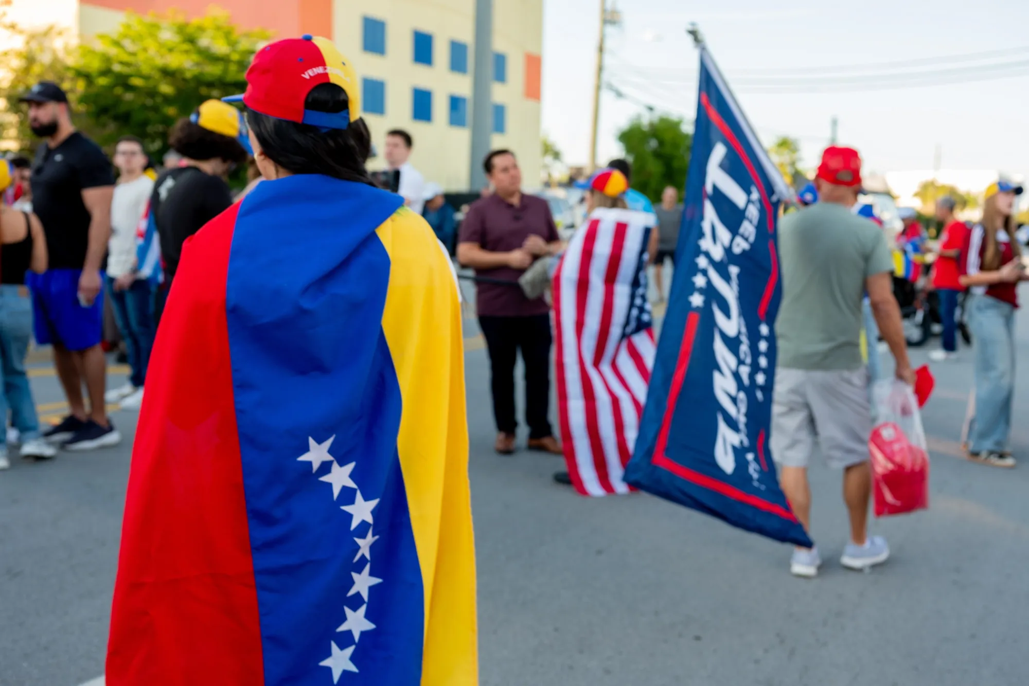 A resident wrapped in a Venezuelan flag on Jan. 4.