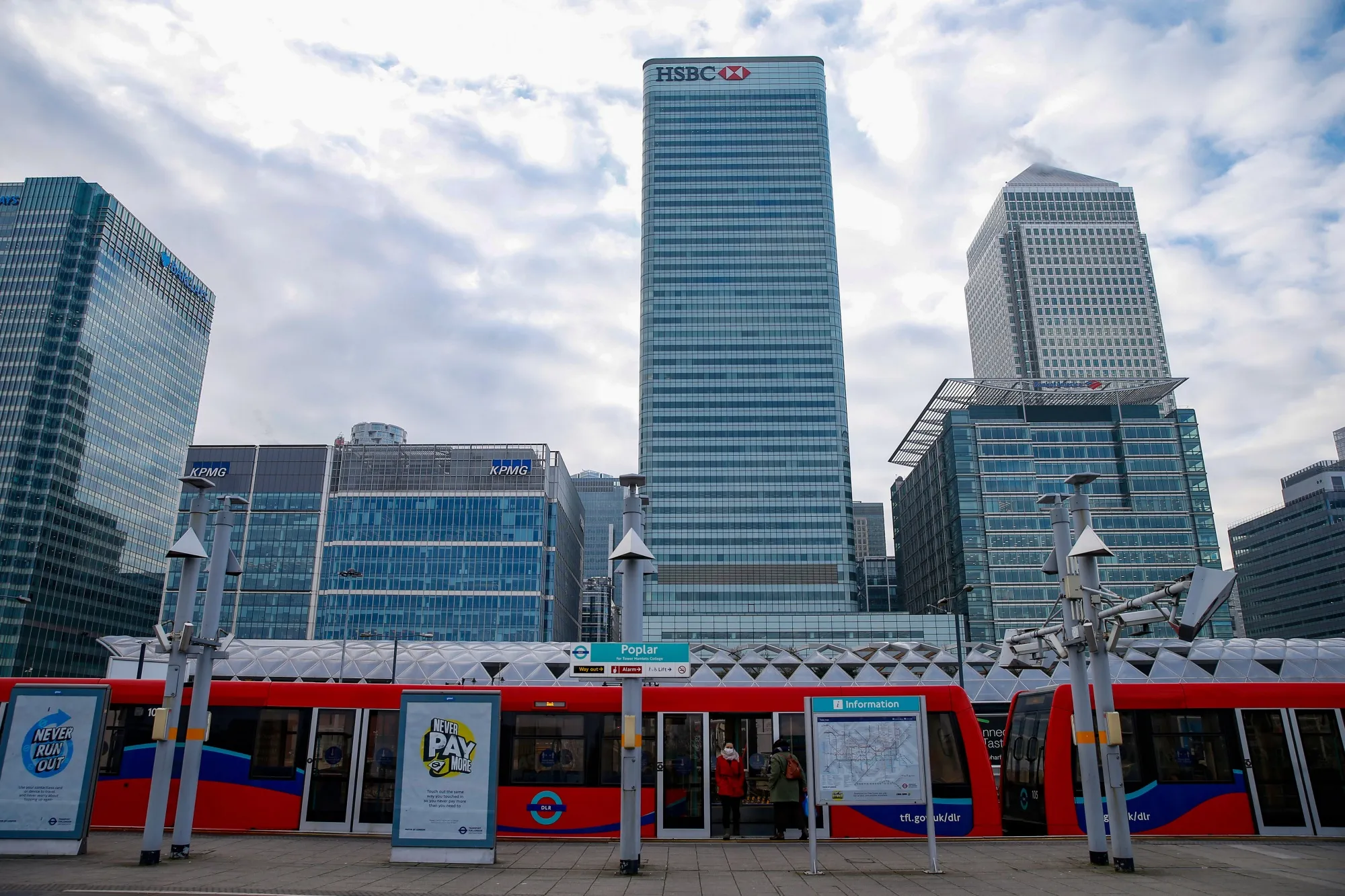 The Canary Wharf financial, shopping and business district in London.