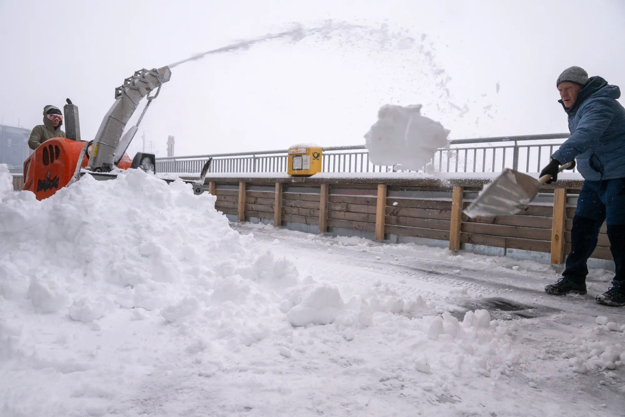 Snow clearing in Garmisch-Partenkirchen, Germany, on Sept. 12.