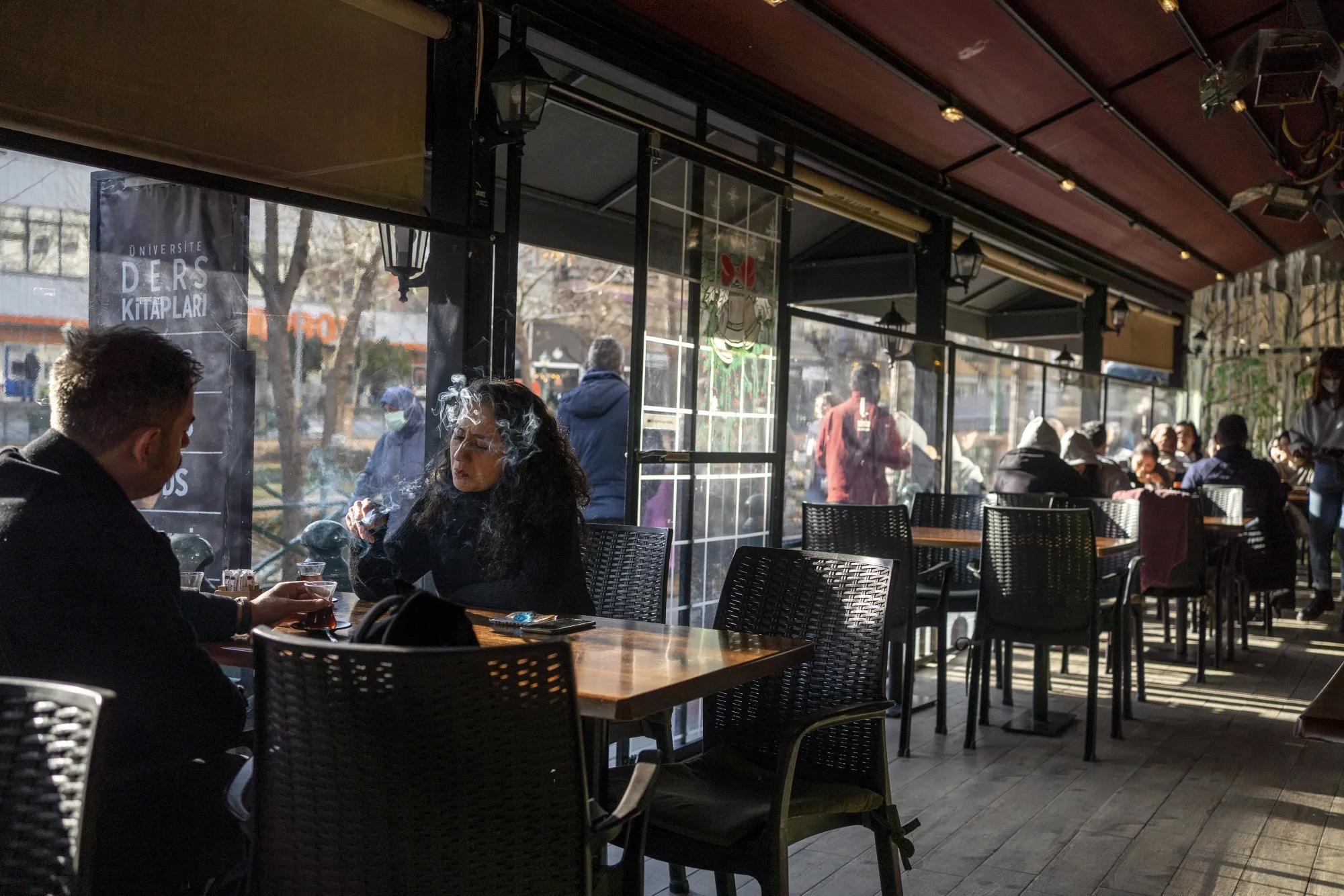Customers inside a coffee shop in Eskisehir, Turkey, on&nbsp;Jan. 18.