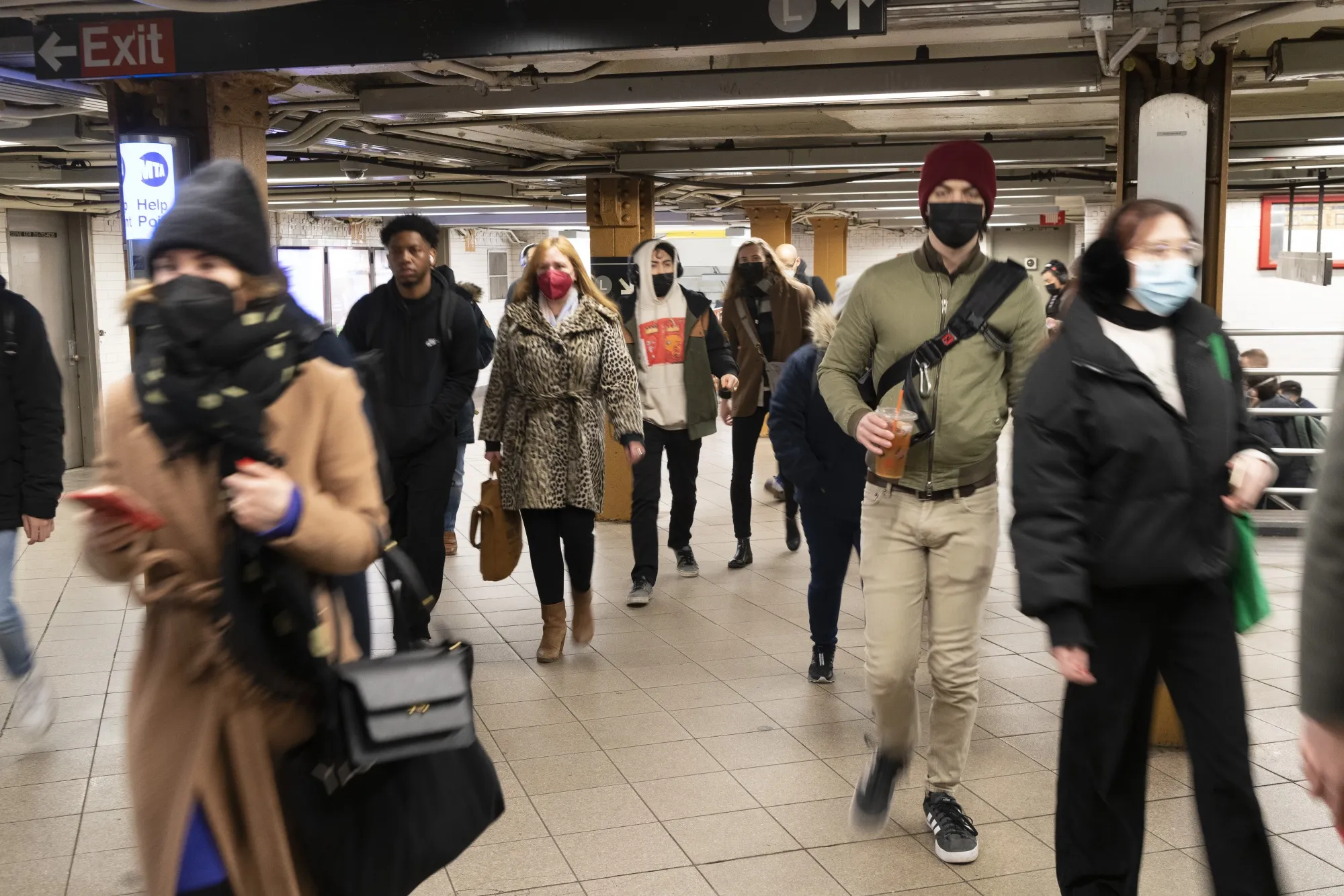 Commuters at the Union Square subway station in New York on March 28.
