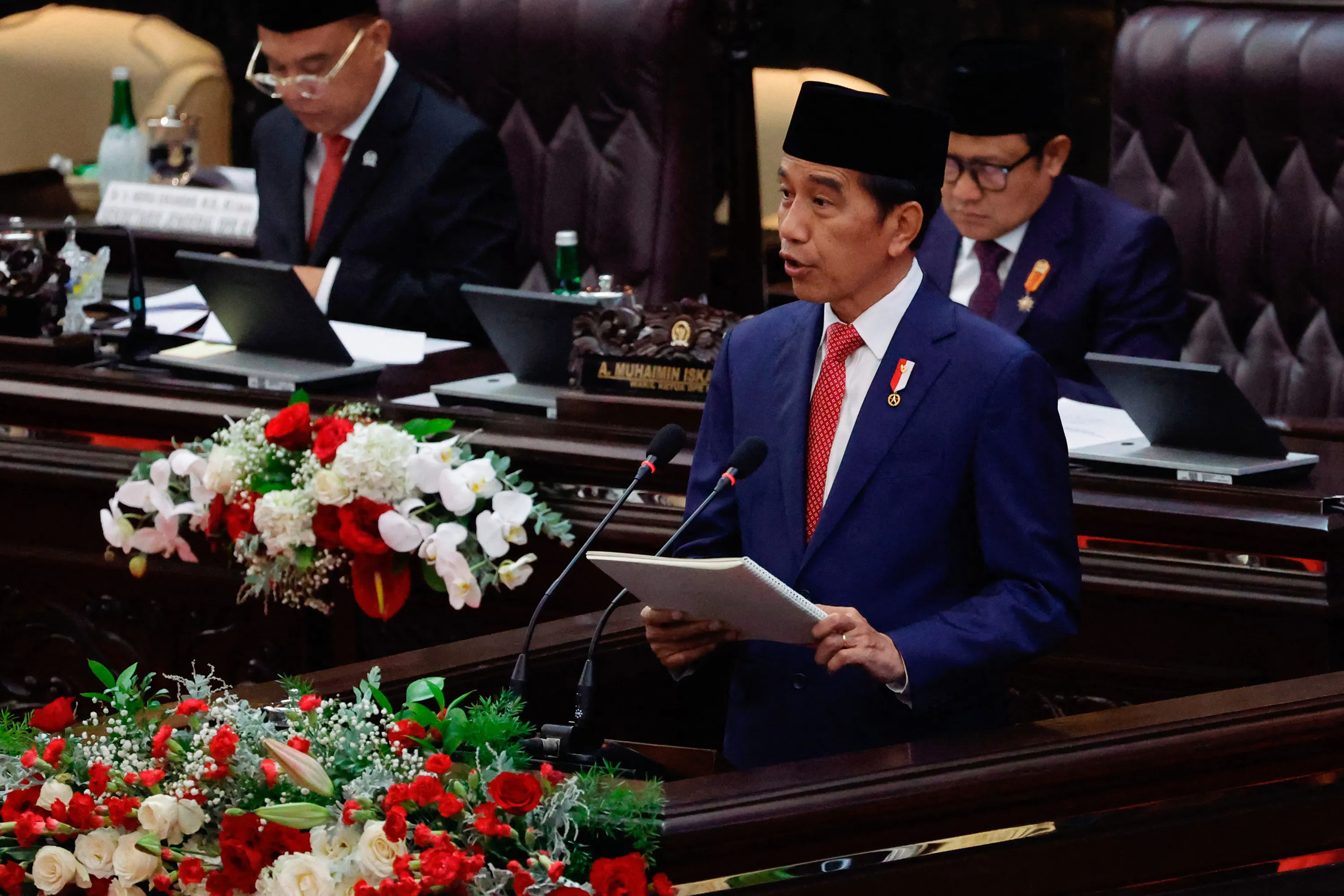Joko Widodo delivers his annual budget speech in Jakarta, on Aug. 16.