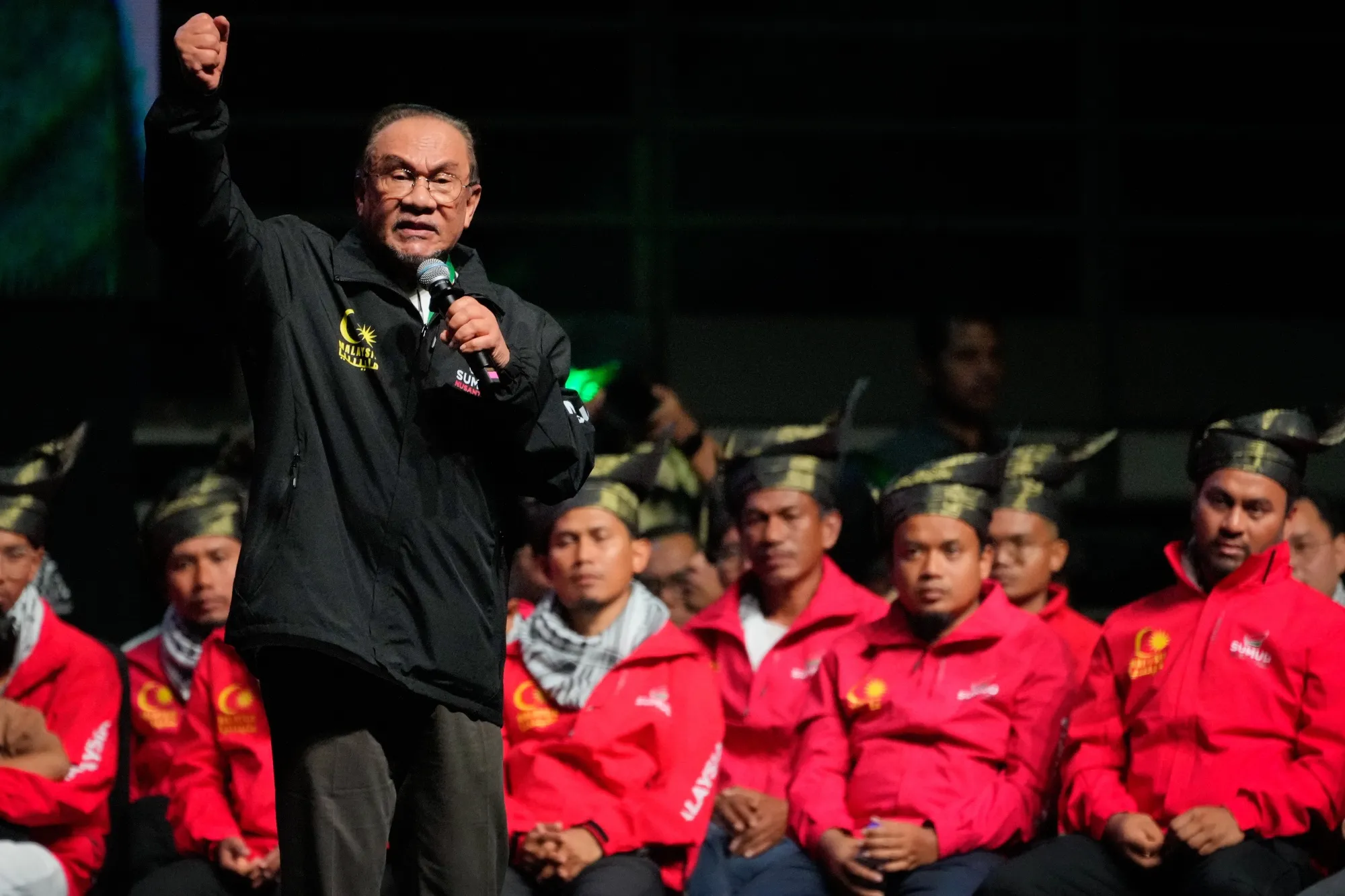 Malaysian Prime Minister Anwar Ibrahim speaks during a rally in Kuala Lumpur, Malaysia on Oct. 8.