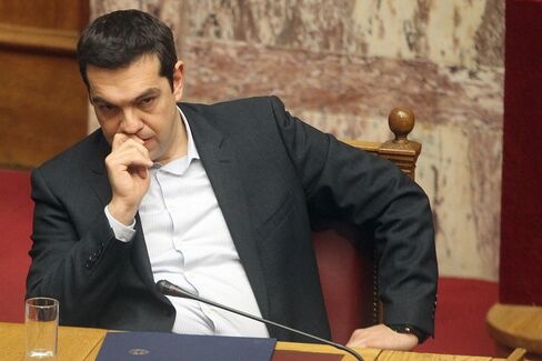 Greece's Prime Minister Alexis Tsipras speaks a plenary session of the Parliament in Athens