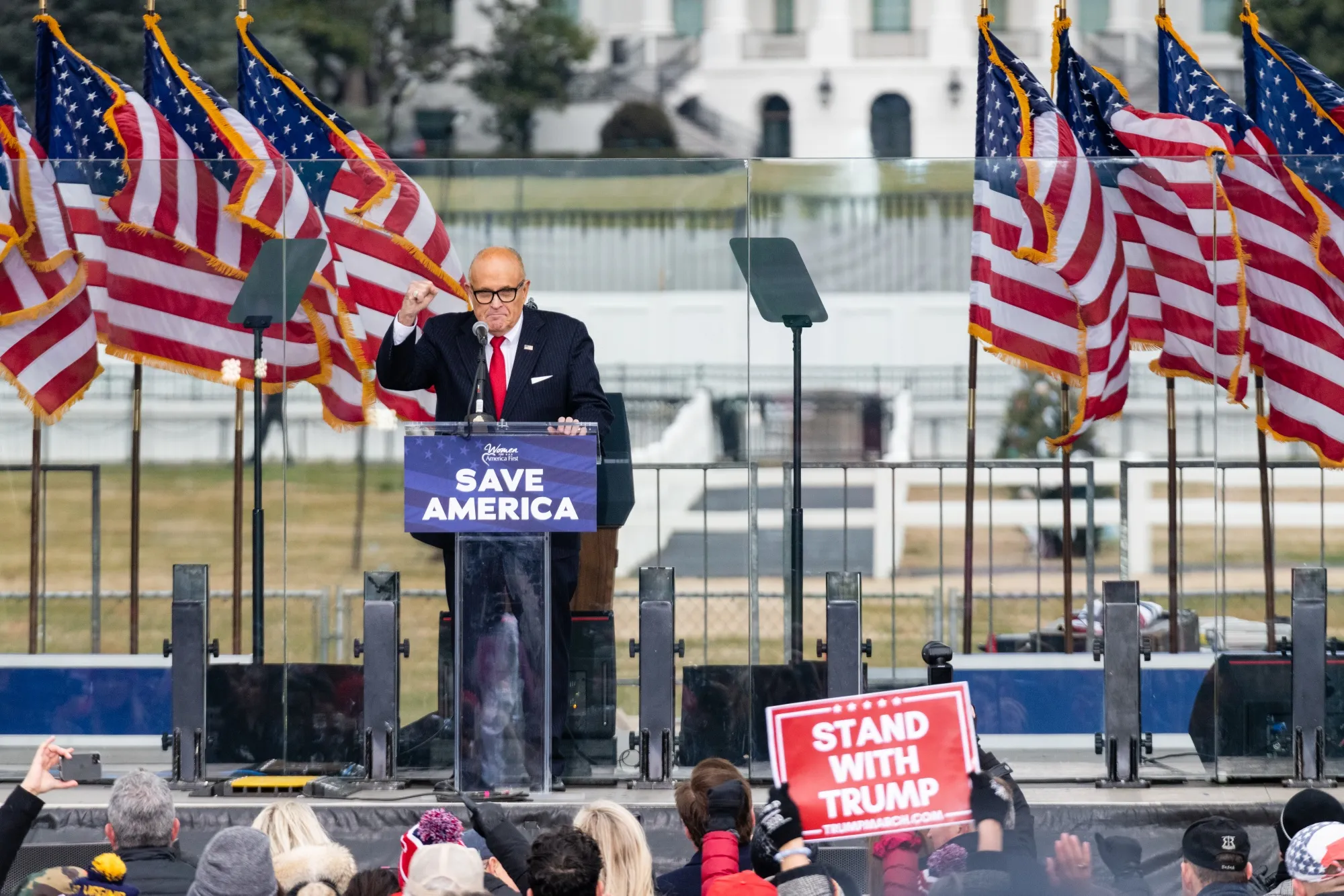 Rudy Giuliani speaks near the White House in Washington, D.C. on Jan. 6.
