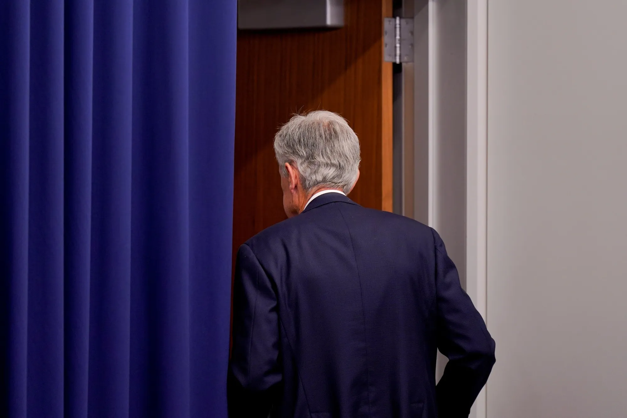 Jerome Powell, chairman of the US Federal Reserve, departs a news conference following a Federal Open Market Committee (FOMC) meeting in Washington, DC, US, on Wednesday, Oct. 29, 2025.&nbsp;