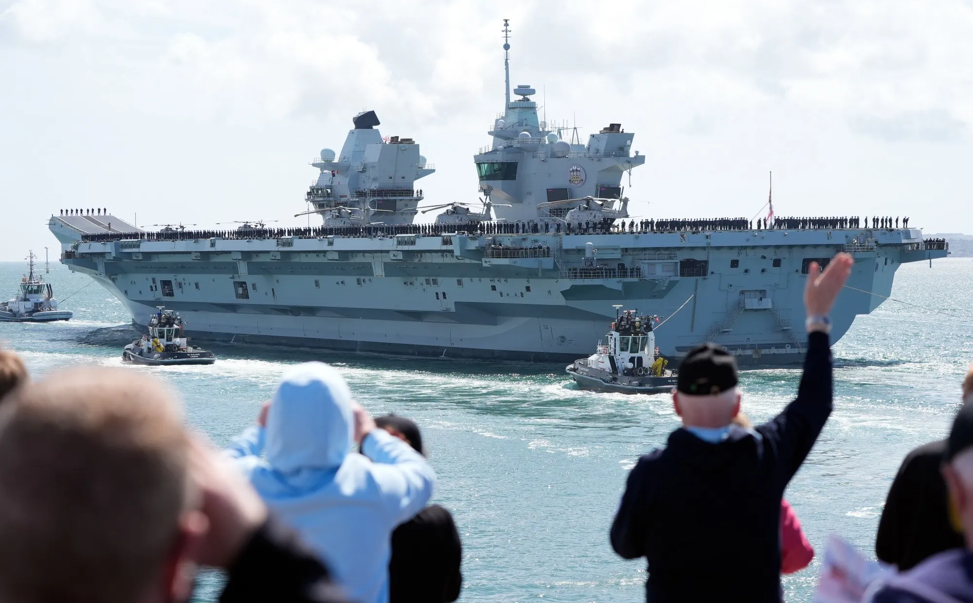 HMS Prince of Wales sails from Portsmouth Naval Base on&nbsp;April 22.